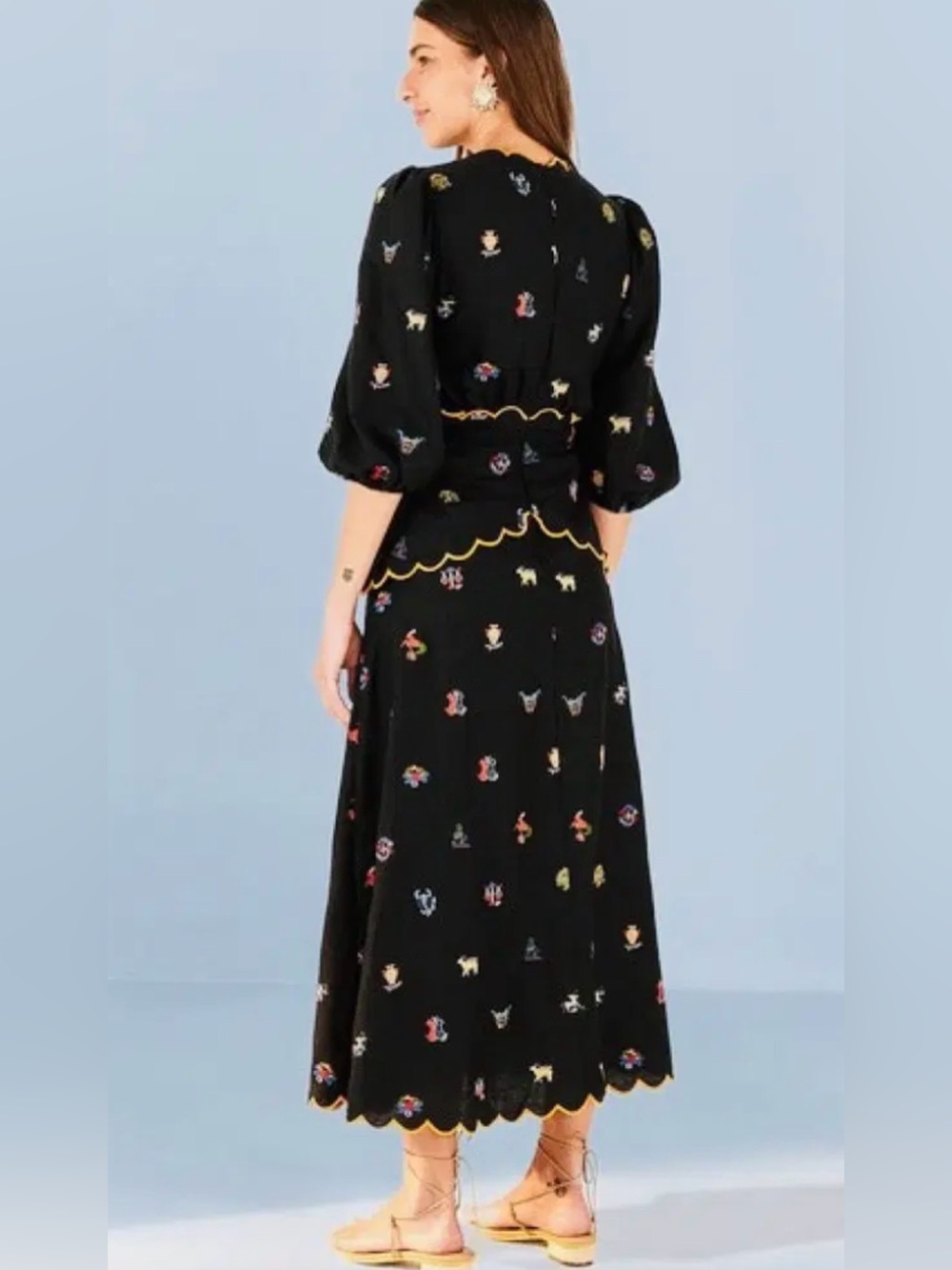 NWT Farm Rio Zodiac Cross Stitch Cut Out Dress Size Medium - Picture 3 of 10